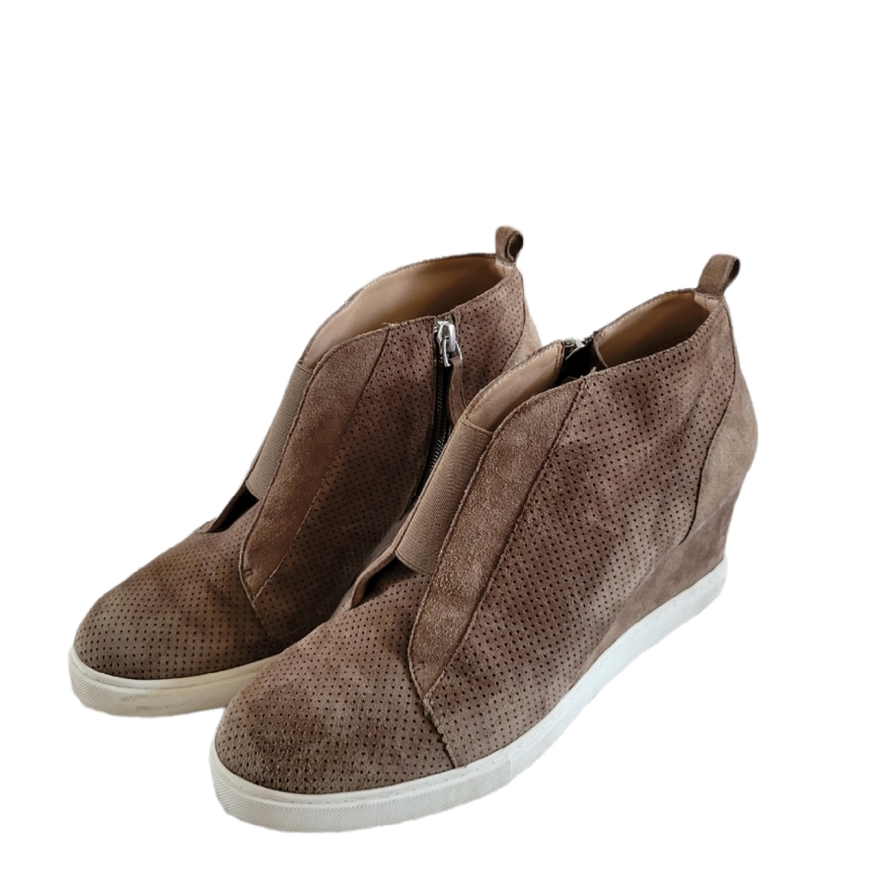 Linea Paolo Felicia Wedge Sneaker 8.5 Taupe Suede